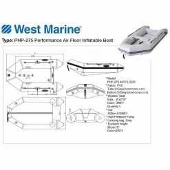 WEST MARINE Inflatable Boats PHP-275 Performance Air Floor Inflatable Boat -Deals boats Store 14272470 3 1500.26072019033015