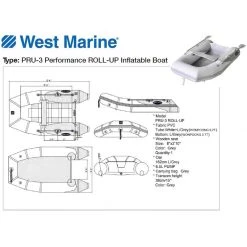 WEST MARINE Inflatable Boats PRU-3 Performance Roll-Up Inflatable Boat -Deals boats Store 14272488 5 1500.26072019033018