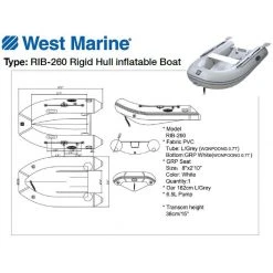 WEST MARINE Inflatable Boats RIB-260 Rigid Hull Inflatable Boat 5 WEST MARINE Inflatable Boats RIB-260 Rigid Hull Inflatable Boat -Deals boats Store 18981621 3 v2